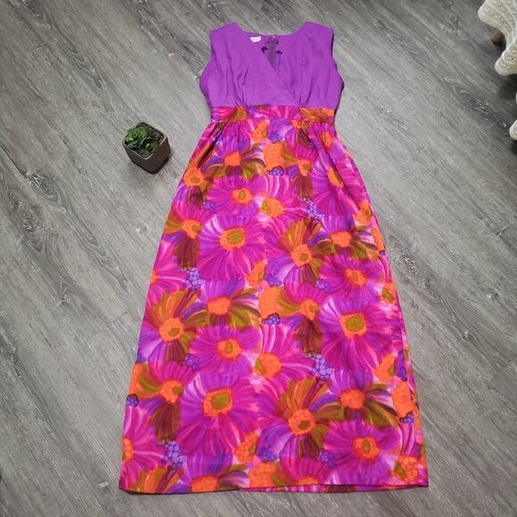 Made In Hawaii Vintage Handmade Floral Maxi Dress - Picture 2 of 9